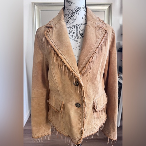Scully Jackets & Blazers - Vintage Scully Tan Fringe Leather Suede Cowgirl Western Boho Festival Jacket M